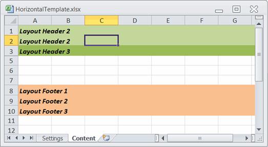 Smart Excel Template horizontal content
